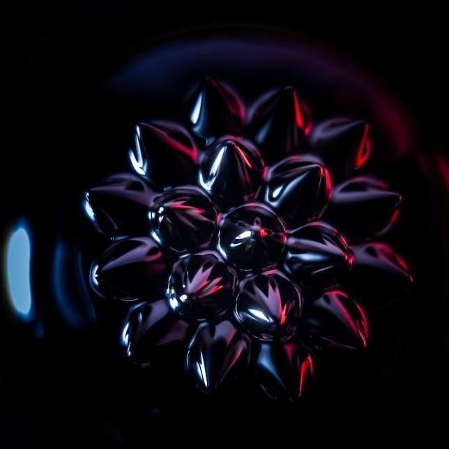 Shiny spikes organized into a sphere
