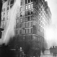  Water shooting up the side of the Triangle Shirtwaist Factory as firefighters try to put out the fire